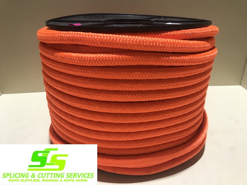 POLYESTER DOUBLE BRAID 16MM X 50MTR NEON SOLID ORANGE