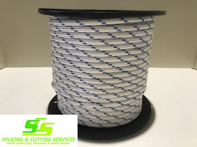 Sailing Rope Double Braid Polyester 10mm x 100m Blue Fleck