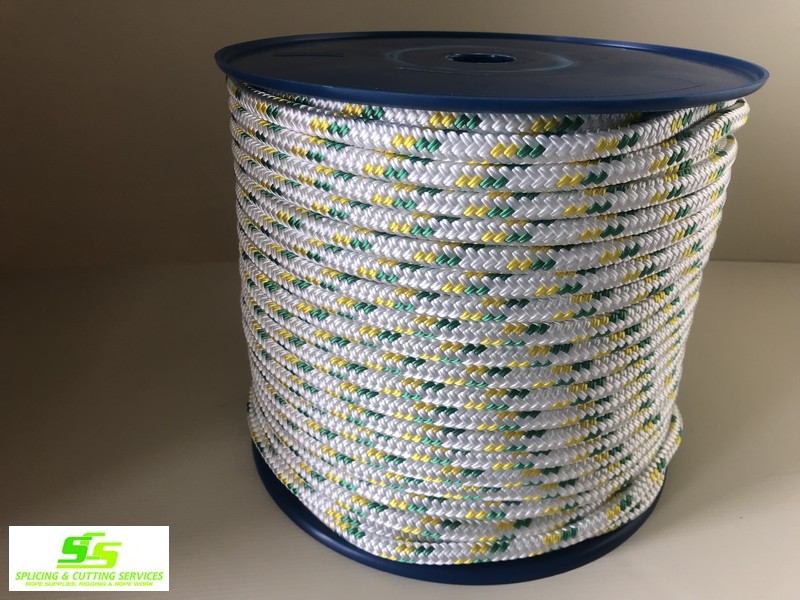 Sailing Rope Double Braid Polyester 10mm x 100m Green & Gold Fleck
