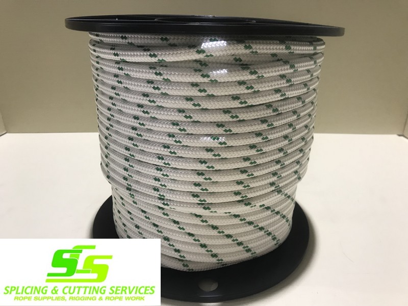 Sailing Rope Double Braid Polyester 10mm x 100m Green Fleck