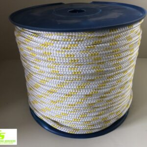 Sailing Rope Double Braid Polyester 10mm x 100m Yellow Fleck