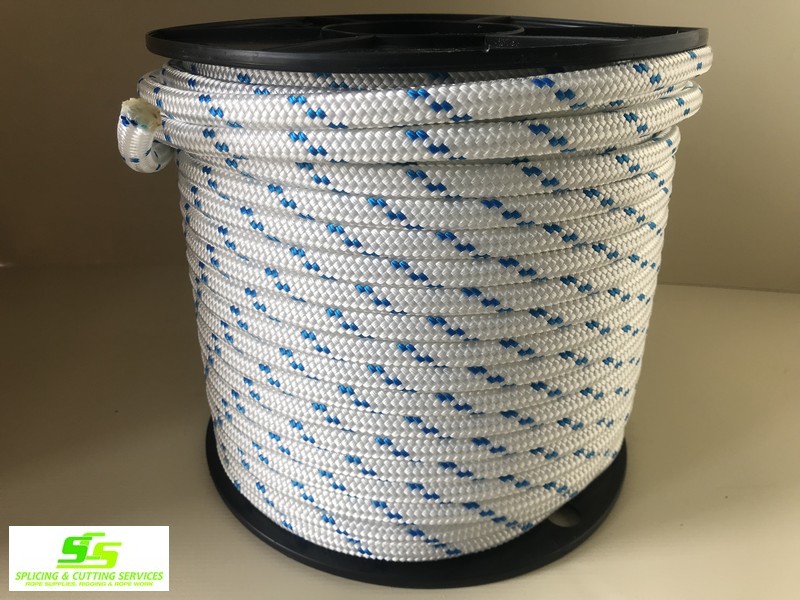 Sailing Rope Double Braid Polyester 12mm x 100m Blue Fleck