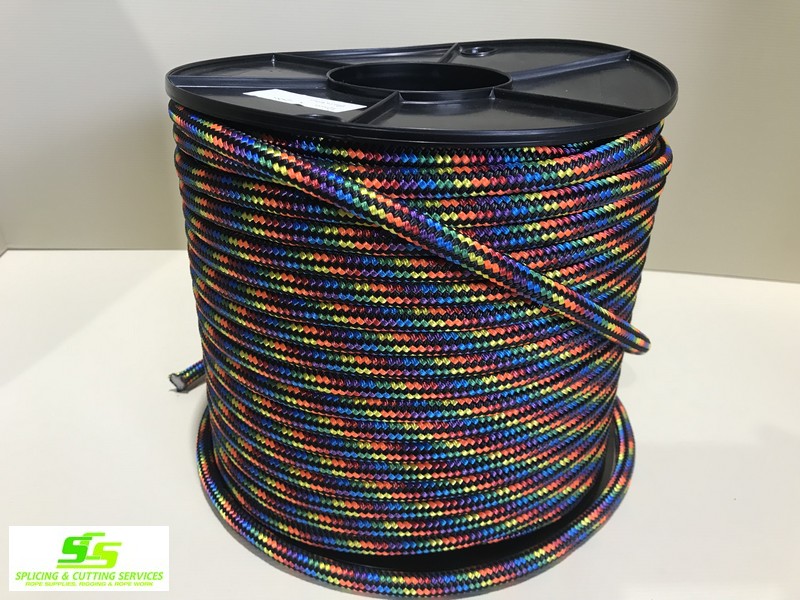 Sailing Rope Double Braid Polyester 12mm x 100m Rainbow