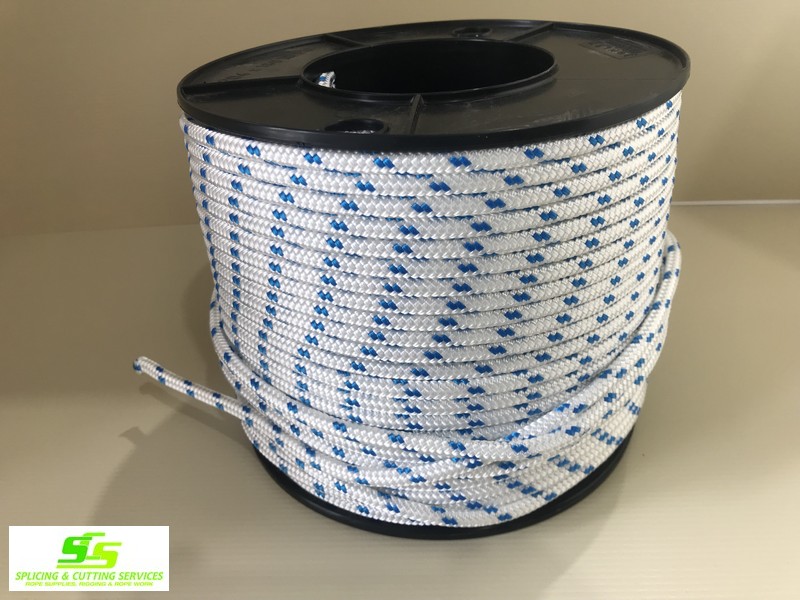 Sailing Rope Double Braid Polyester 6mm x 100m Blue Fleck