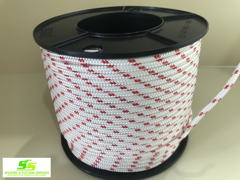 Sailing Rope Double Braid Polyester 6mm x 100m spool Red Fleck