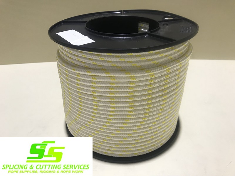 Sailing Rope Double Braid Polyester 6mm x 100m spool Yellow Fleck
