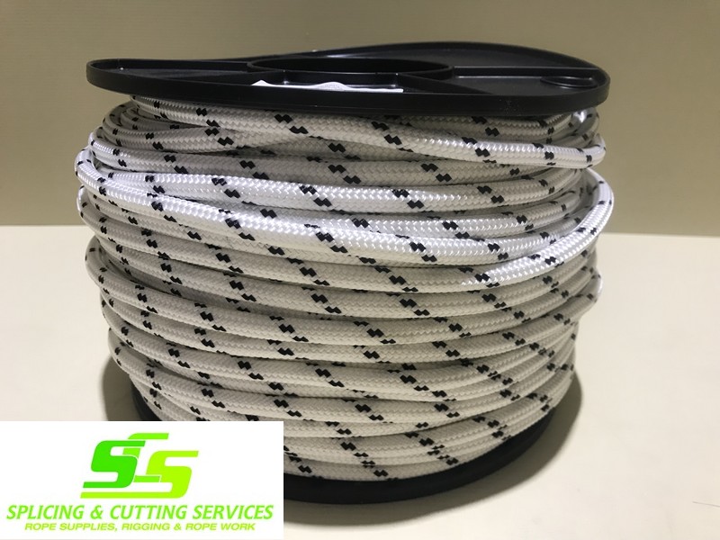 Sailing Rope Double Braid Polyester 6mm x 100m spool Black Fleck