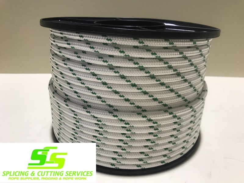 Sailing Rope Double Braid Polyester 8mm x 100m spool Green Fleck