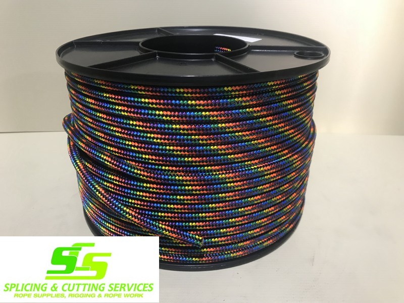 LOWERING ROPE 16mm x 100M D/BRAID POLYESTER Rainbow