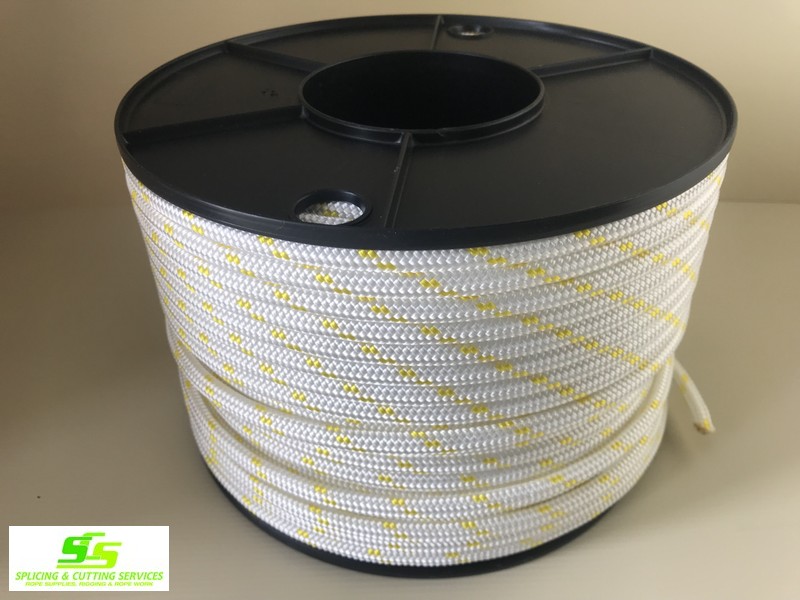 Sailing Rope Double Braid Polyester 8mm x 100m spool Yellow Fleck