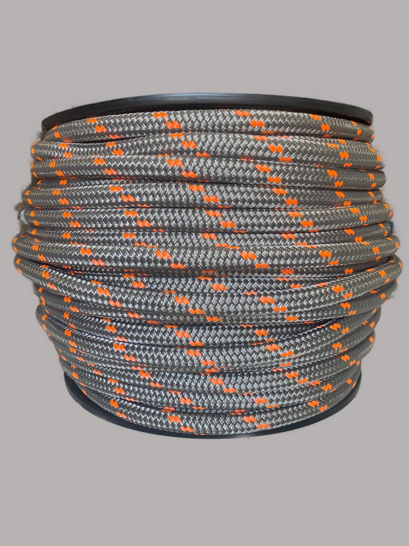 POLYESTER DOUBLE BRAID 16MM X 100MTR GREY/ORANGE