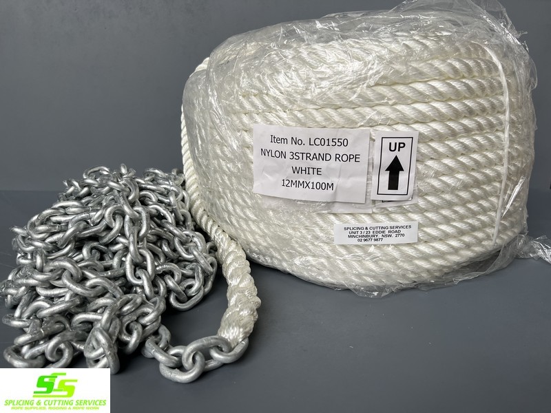 Anchor Rope Nylon 12mm x 100mtr w/6mm x10mtr grade L chain