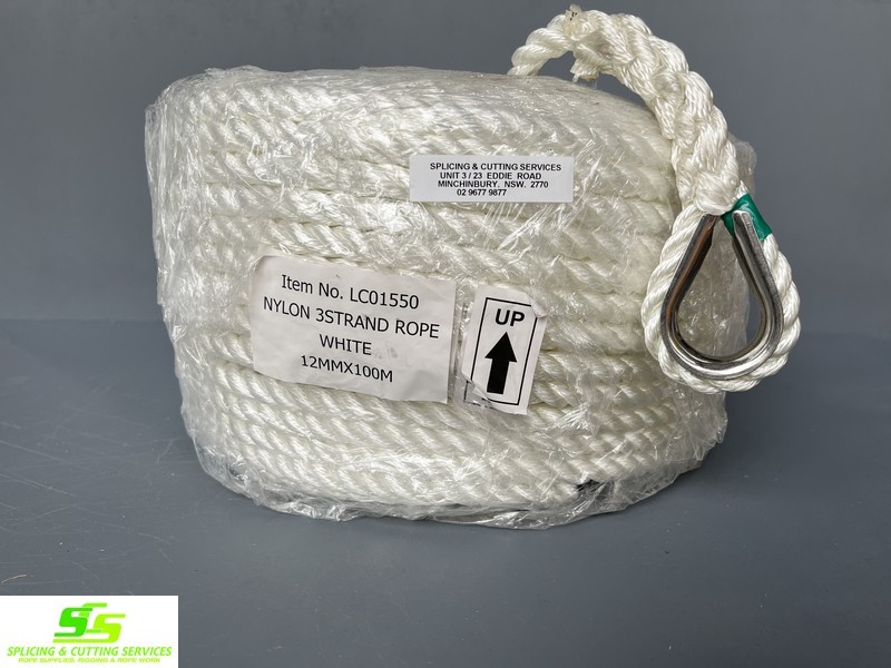 Anchor Rope Nylon 12mm x 100mtr W/ stainless thimble