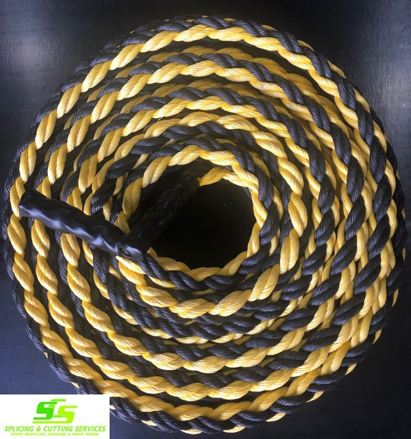 Economy Poly Battling Rope BLACK & YELLOW 45mm x 10m - Image 2