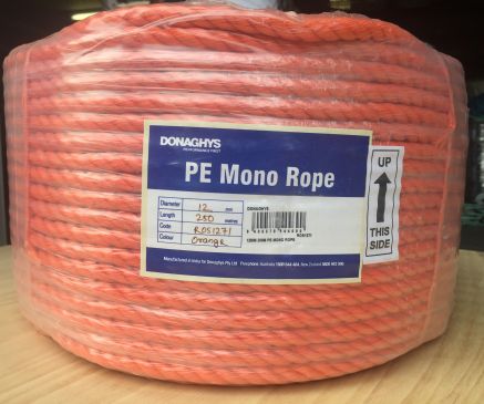 12MM X 250MTR POLYETHYLENE MONOFLIAMENT ORANGE
