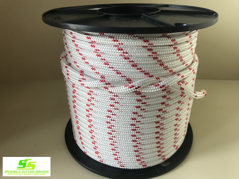 Sailing Rope Double Braid Polyester 10mm x 100m Red Fleck