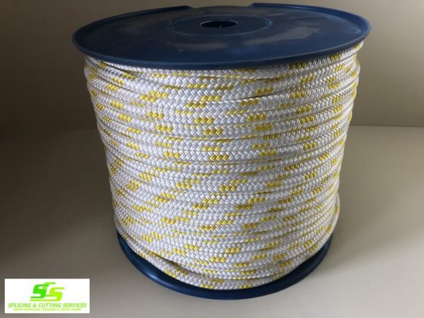 Sailing Rope Double Braid Polyester 10mm x 100m Yellow Fleck