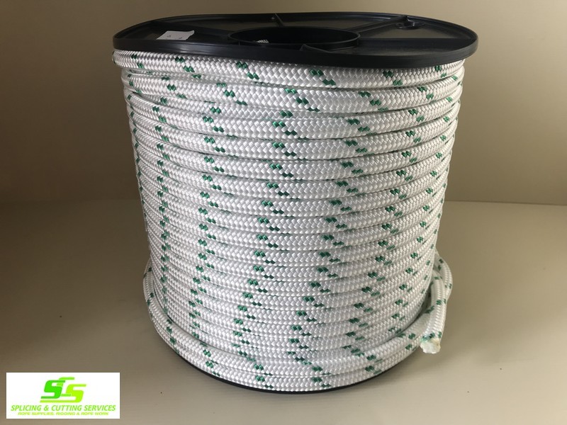 Sailing Rope Double Braid Polyester 12mm x 100m Green Fleck