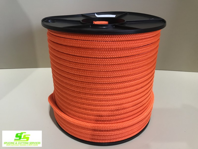 Sailing Rope Double Braid Polyester 12mm x 100m Neon Orange