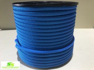 Sailing Rope Double Braid Polyester 10mm x 100m Solid Solid Blue