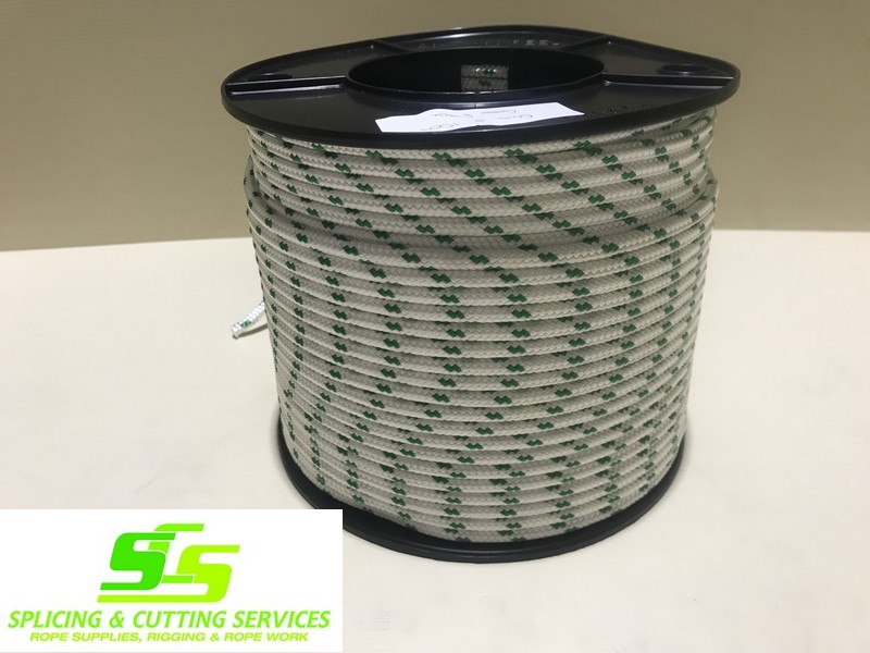 Sailing Rope Double Braid Polyester 6mm x 100m spool Green Fleck