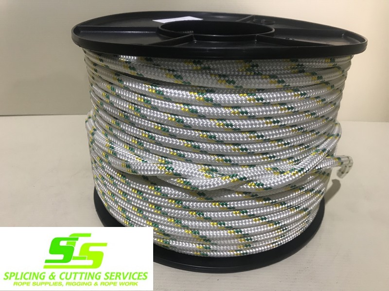 Sailing Rope Double Braid Polyester 8mm x 100m spool Green & Gold Fleck