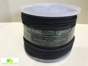 Rigging Cord Black 6mm x 100mtr Double Braid Polyester